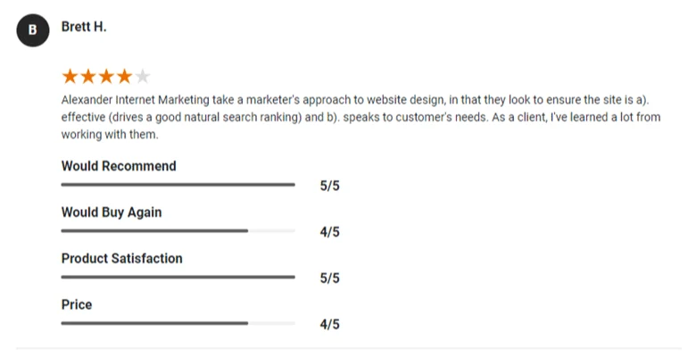 Google Review by Brett H on Alexanders work on his website redesign