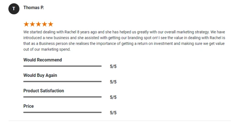 Google Review by Thomas on digital marketing services