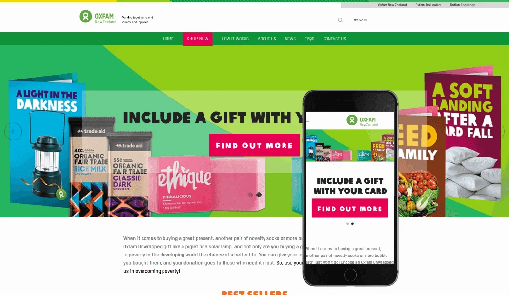 Oxfam Unwrapped website